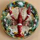 Vintage wall plate in ceramic majolica – Lobster decor in r