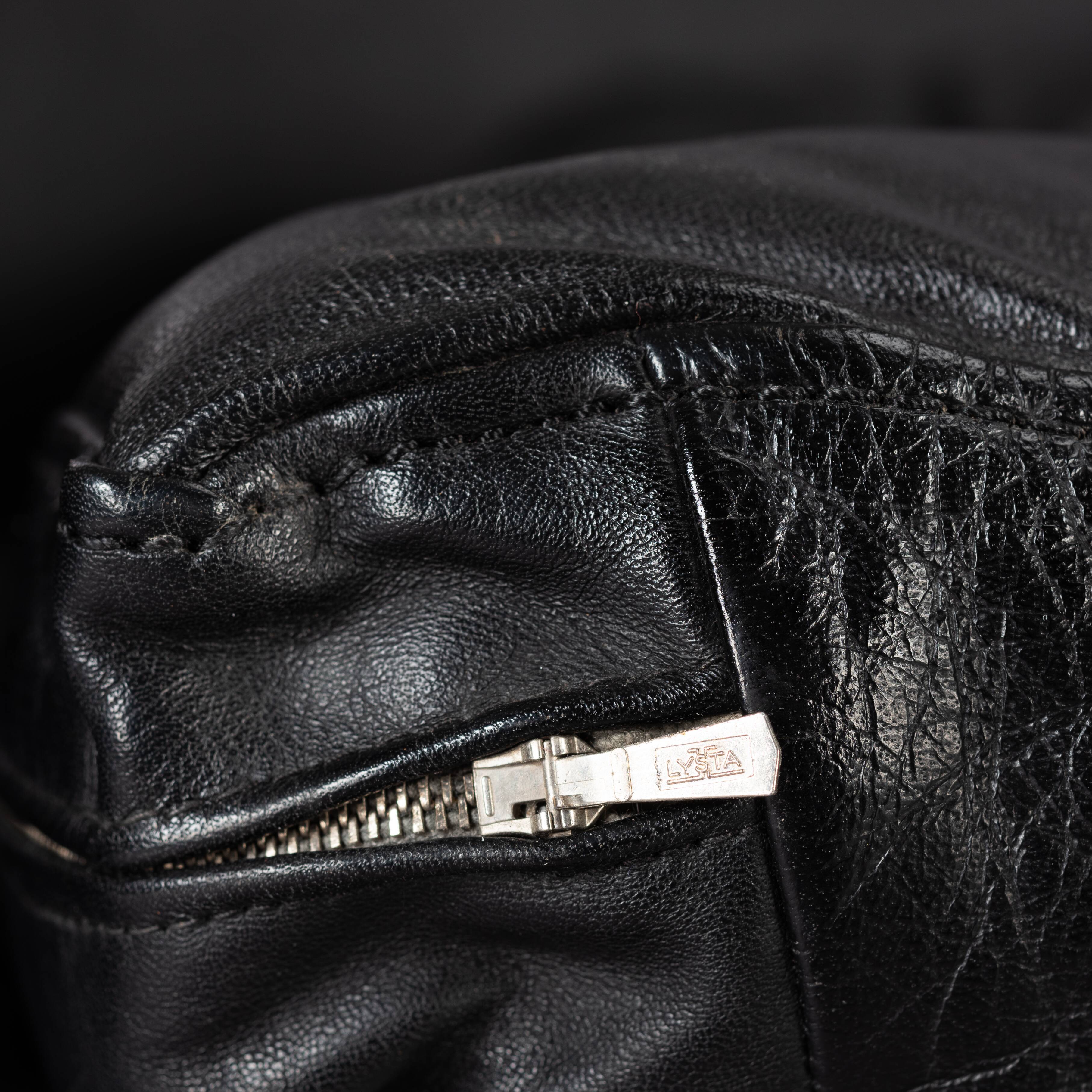 Mid-century black leather swivel chair by Lystager, 1960s