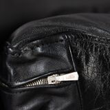 Mid-century black leather swivel chair by Lystager, 1960s