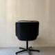 Black leather office chair and armrest by Charles Pollock for Knoll International