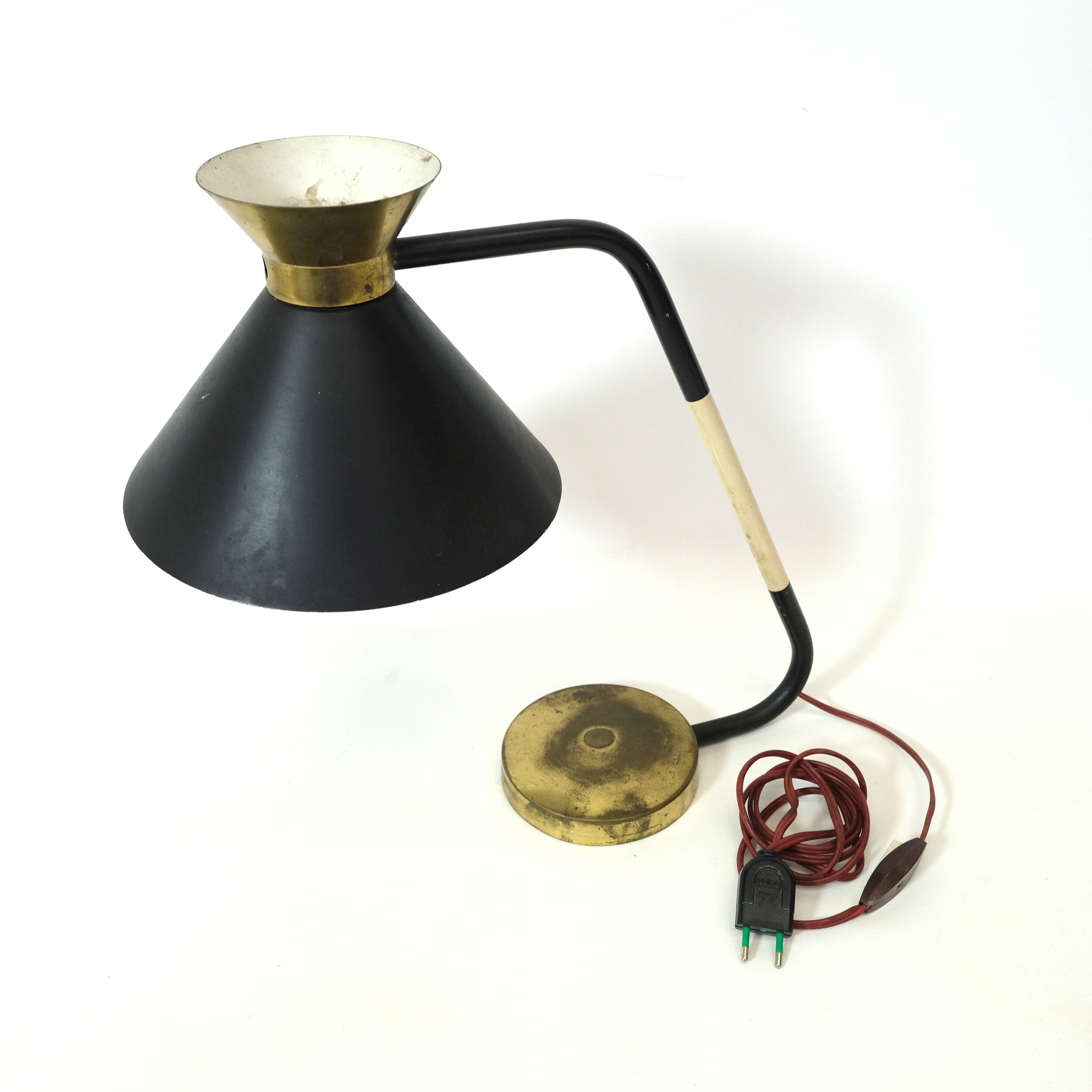 Black and gold diabolo desk lamp, Jumo, 1950/1960