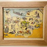 Old poster illustrated map of Normandy 1939 - JP Pinchon