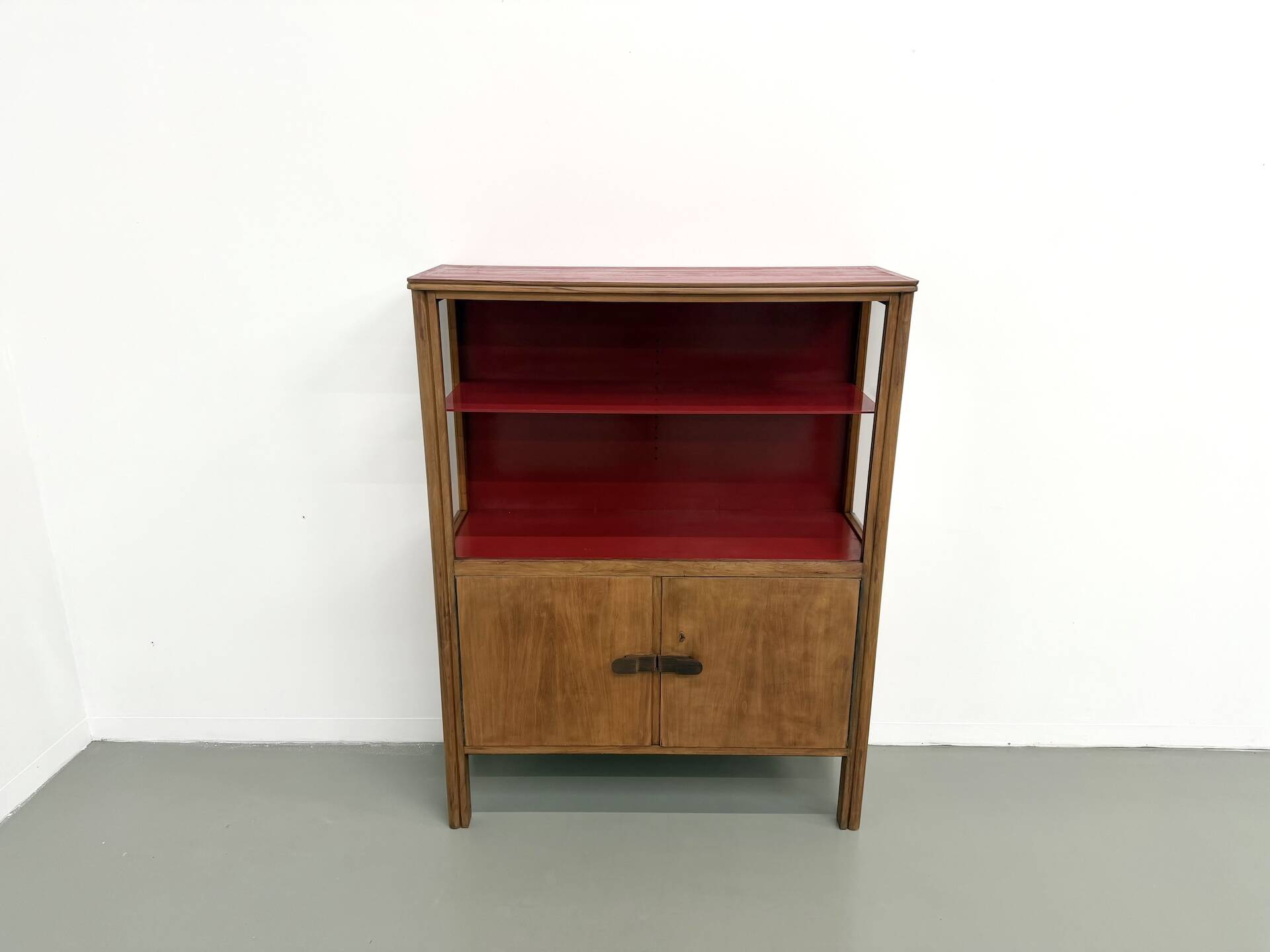 1950s Brazilian modernist library in exotic wood and lacquer.