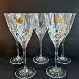 Descriptif pour lot de 5 grands verres à pied Cristal d’Arques – Modèle Cas