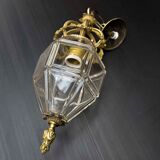 Lantern conical gilded beveled faceted glass old white XIXth