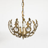 Brass facet cut glass hanging lamp gold plated 3rd quarter 20th