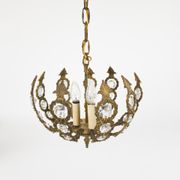 Brass facet cut glass hanging lamp gold plated 3rd quarter 20th