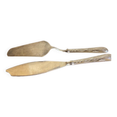 Set of 2 silver metal serving cutlery