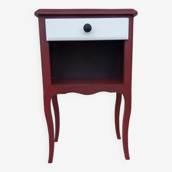 Dark red flea market style bedside table