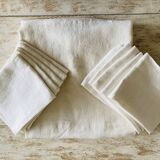 Antique damask tablecloth and its 10 napkins - 220x150 - Métis