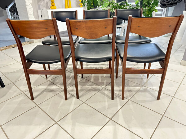 Suite de 6 chaises Teck scandinave design 1970
