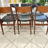 Set of 6 Scandinavian teak chairs, 1970s design.