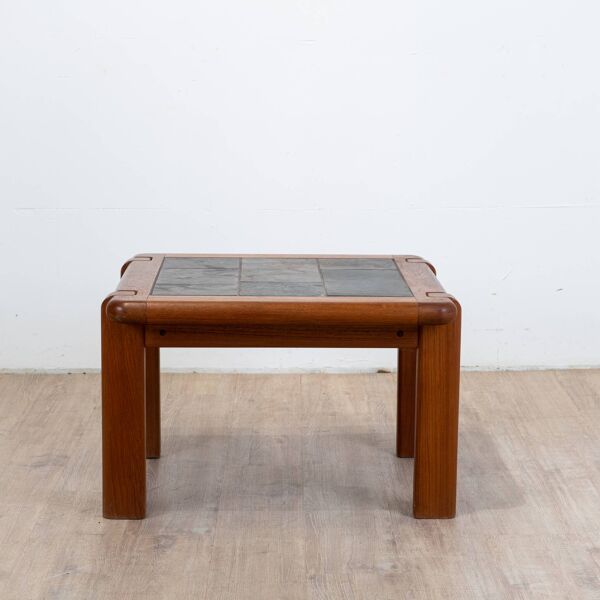 Table basse en orme et ardoise circa 1980