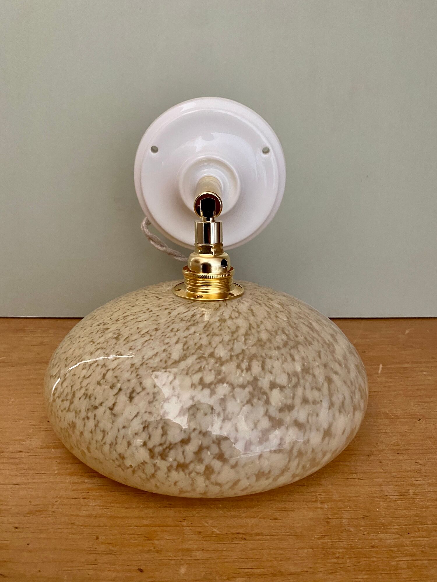 Vintage lampshade in Clichy glass pale yellow