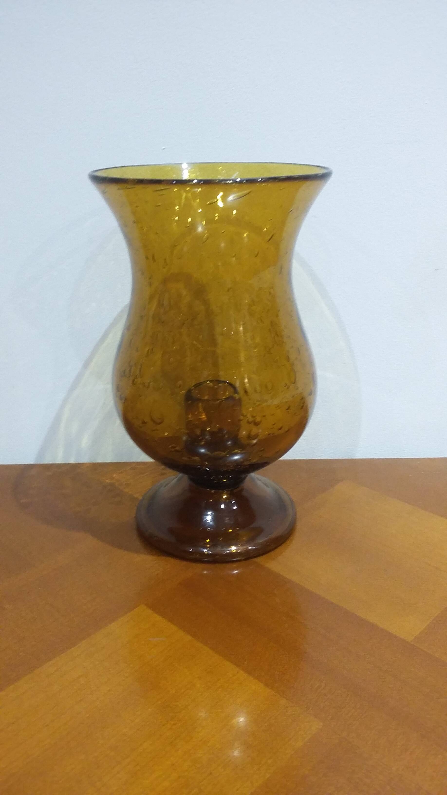Very pretty candle holder in Biot bubble blown glass