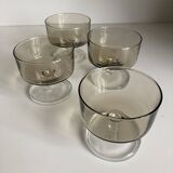 Set of 4 vintage smoked glass cups
