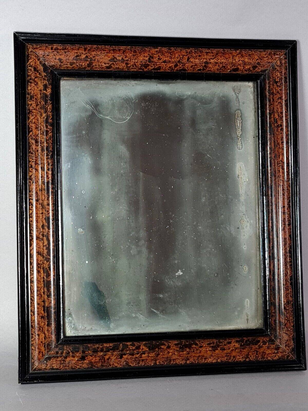 Mirror & its frame Napoleon III all original black & imitation SB magnifying glass