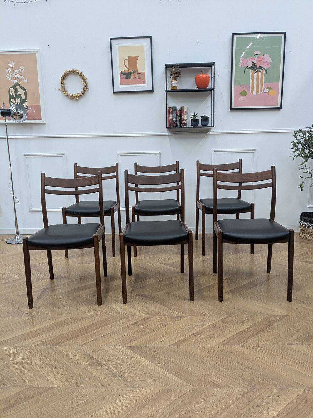 6 chaises scandinave vintage