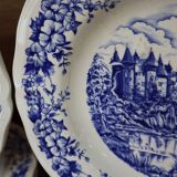 5 vintage Sarreguemines hollow plates, Castle model