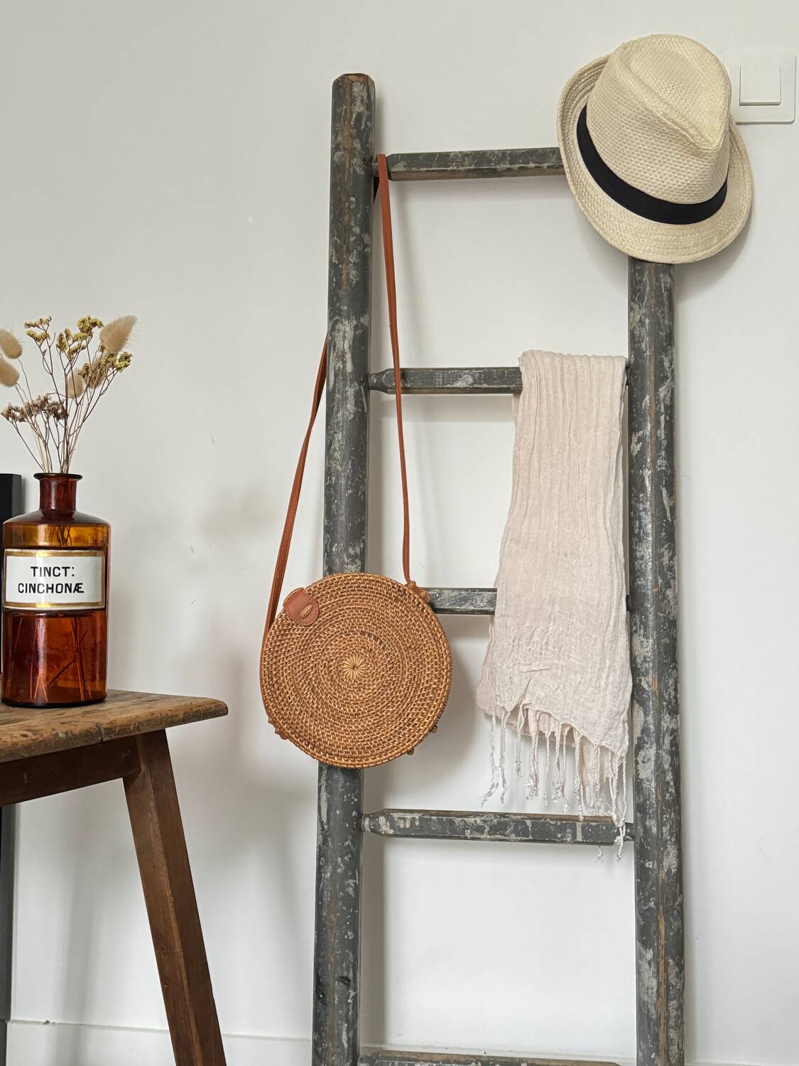 Old decorative wooden ladder