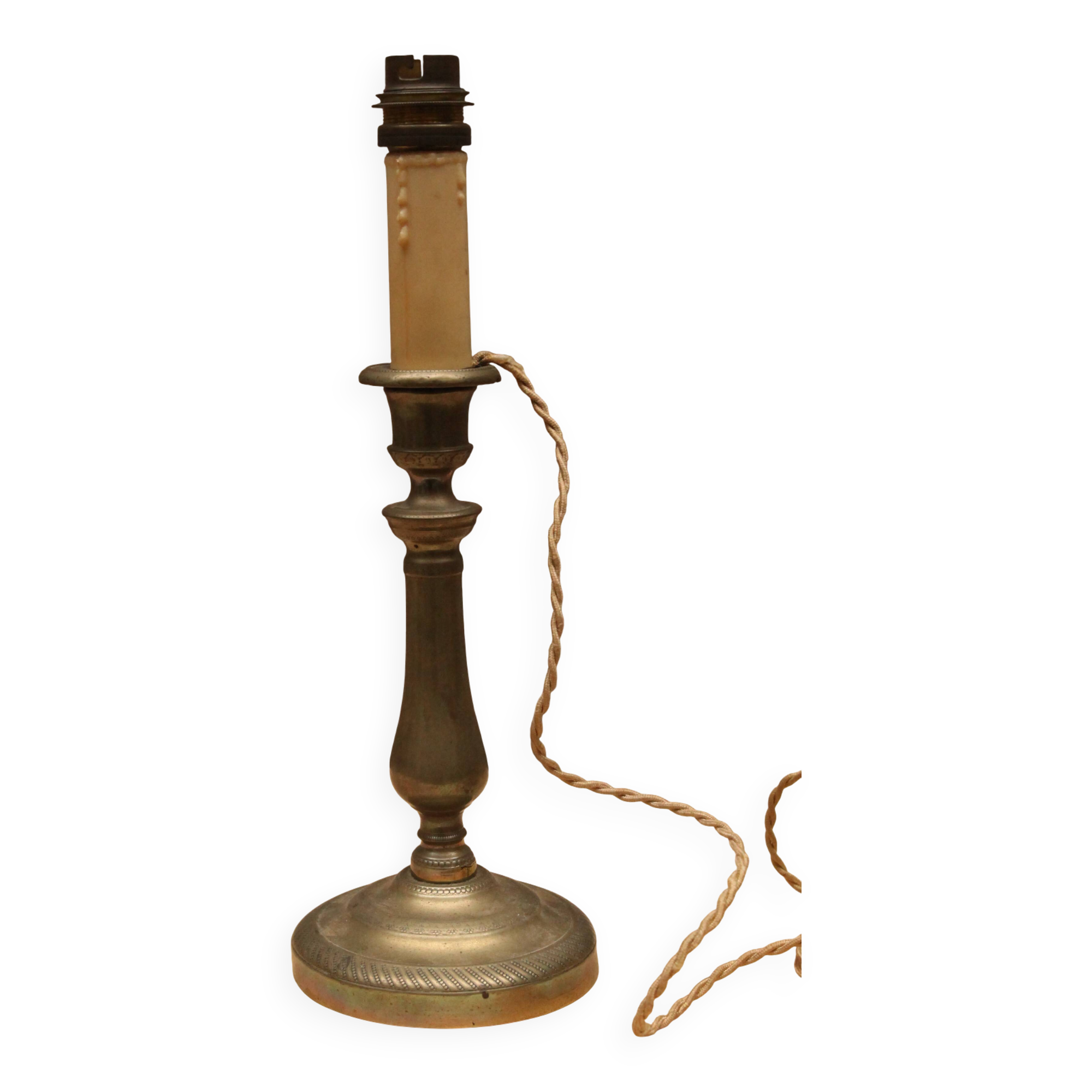 Electrified brass candle holder