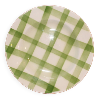 Soup plate - Green tea towel pattern - Moulin des Loups