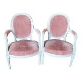 Pair of Louis XVI style medallion armchairs