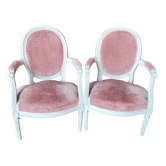 Pair of Louis XVI style medallion armchairs