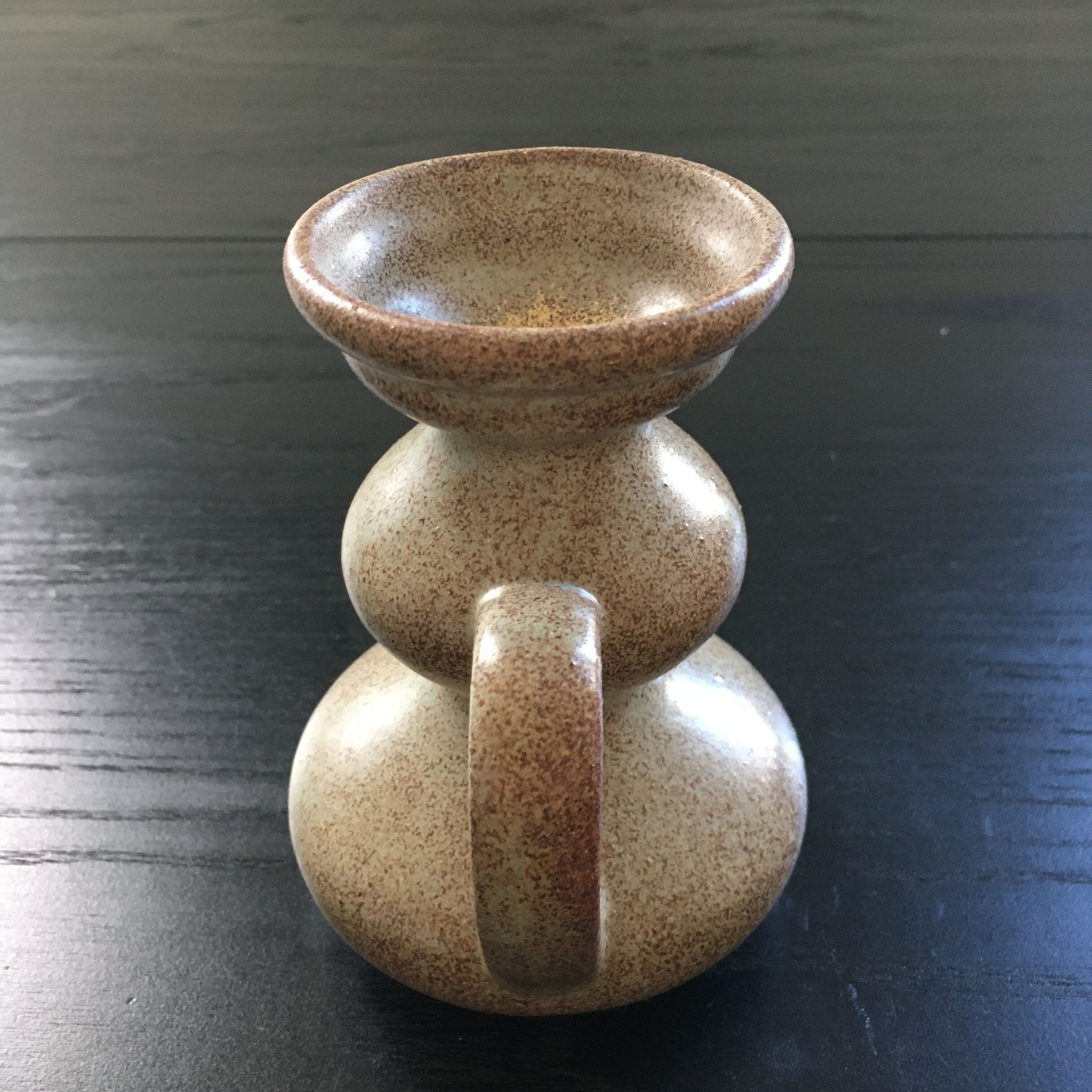 Beige stoneware candle holder