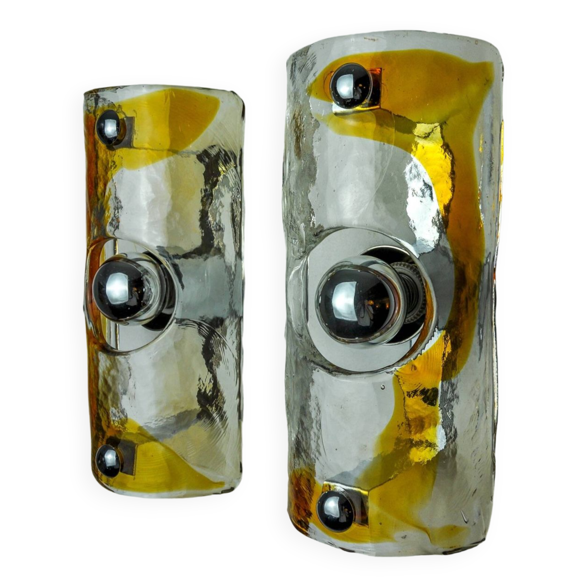 Pair of Murano Mazzega Orange wall lights, Italy, 1970