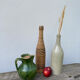 Green glazed terracotta pitcher / potter's ceramic vase