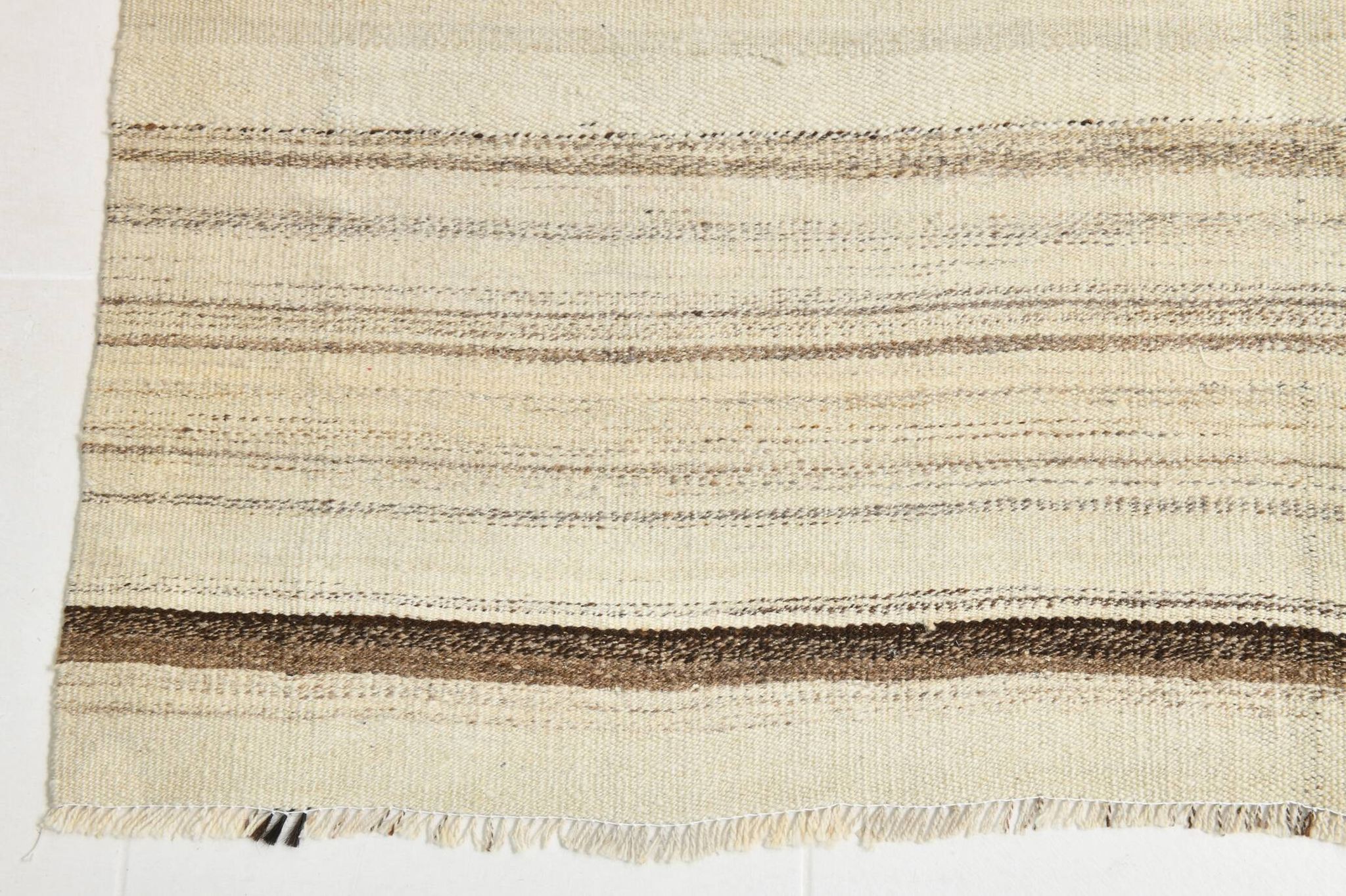 5x7 Kilim Beige & Cream Striped Kilim Rug, 161x211Cm