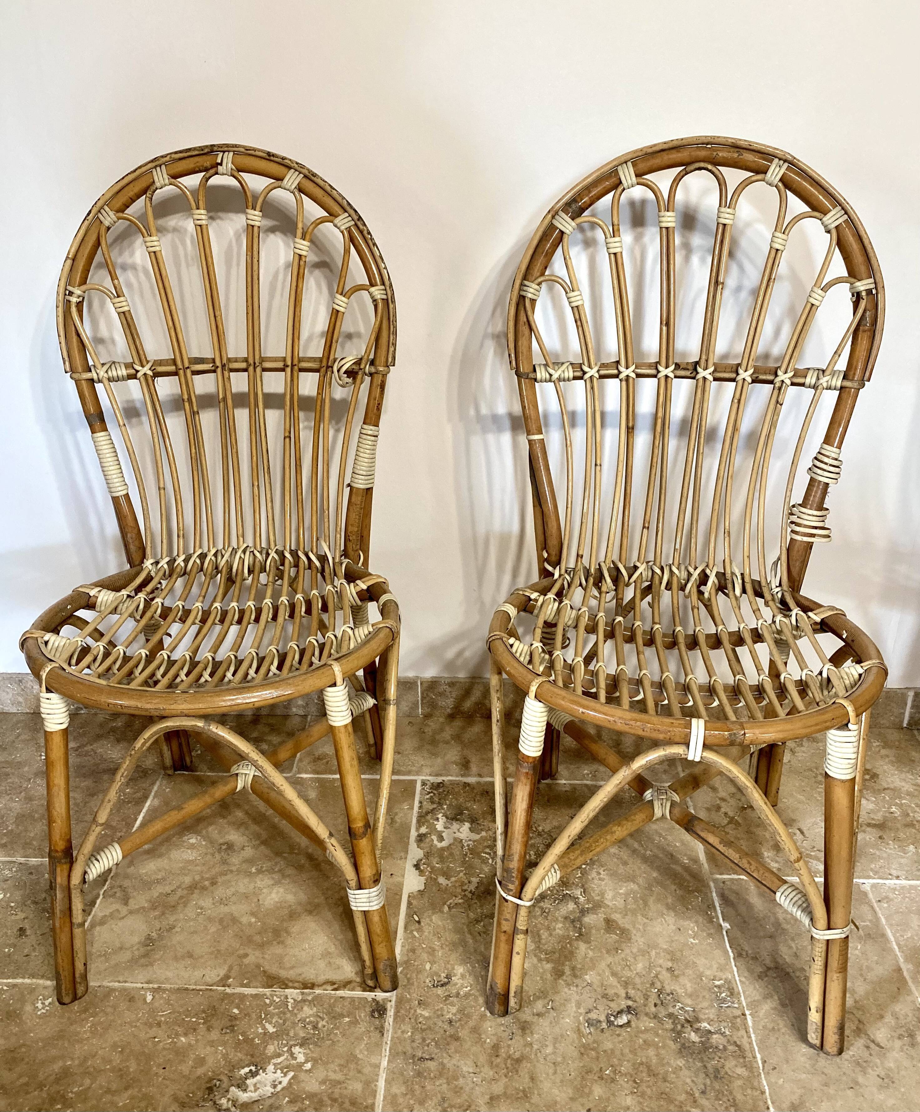 Pair of rattan chairs made in Landes