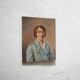 Portrait painting, Painting on old canvas signed Raymond Casez