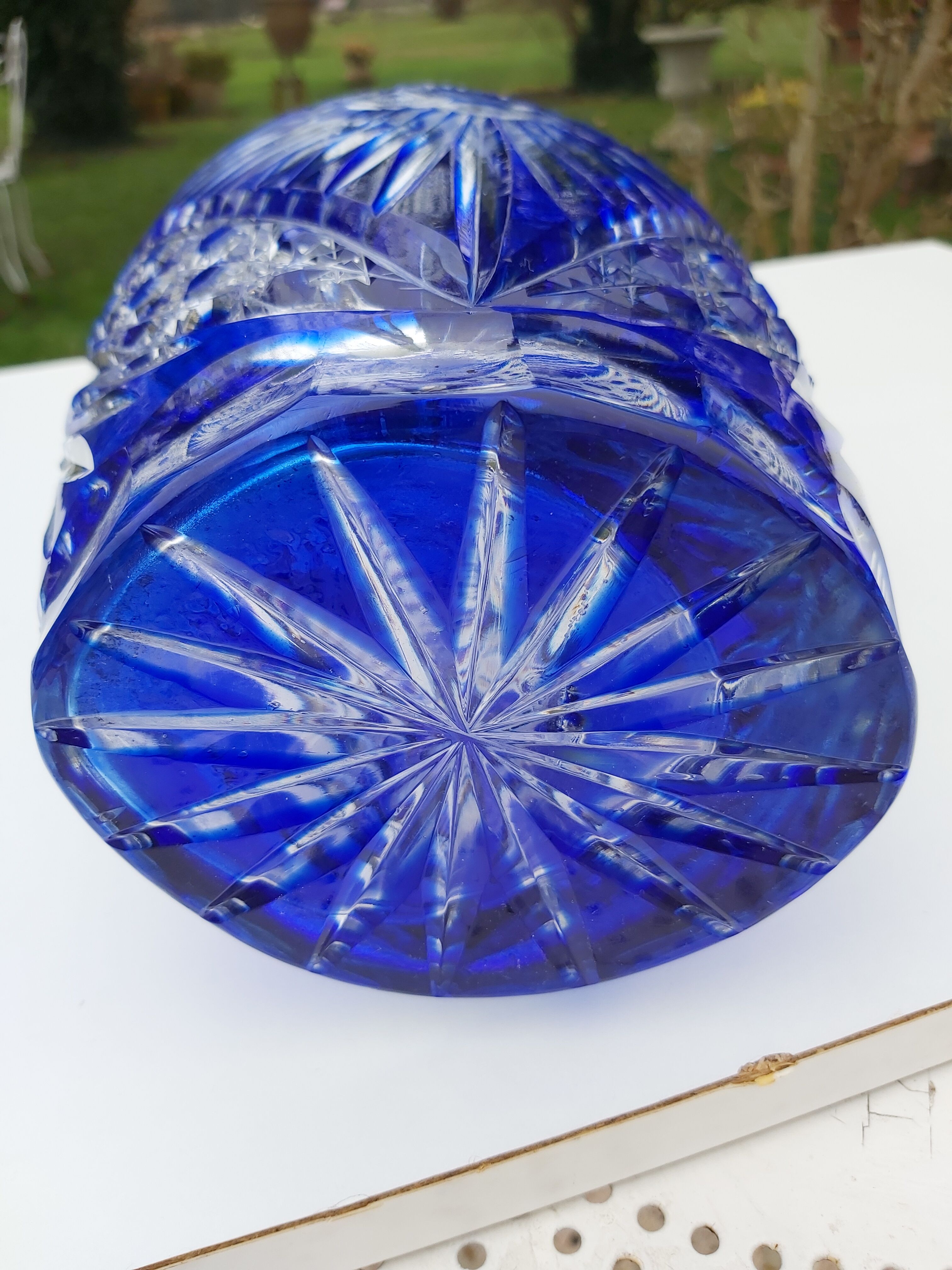 Bohemian crystal blue vase height 36.5 cm7