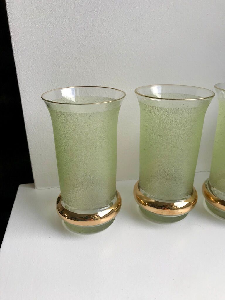 Green granita set consisting of a pitcher and 4 glasses in orangeade 50s