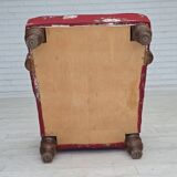 1920-30s, Danish armchair, furniture cotton fabric, hand carved oak wood.