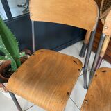 Pair of wooden and metal children's chairs