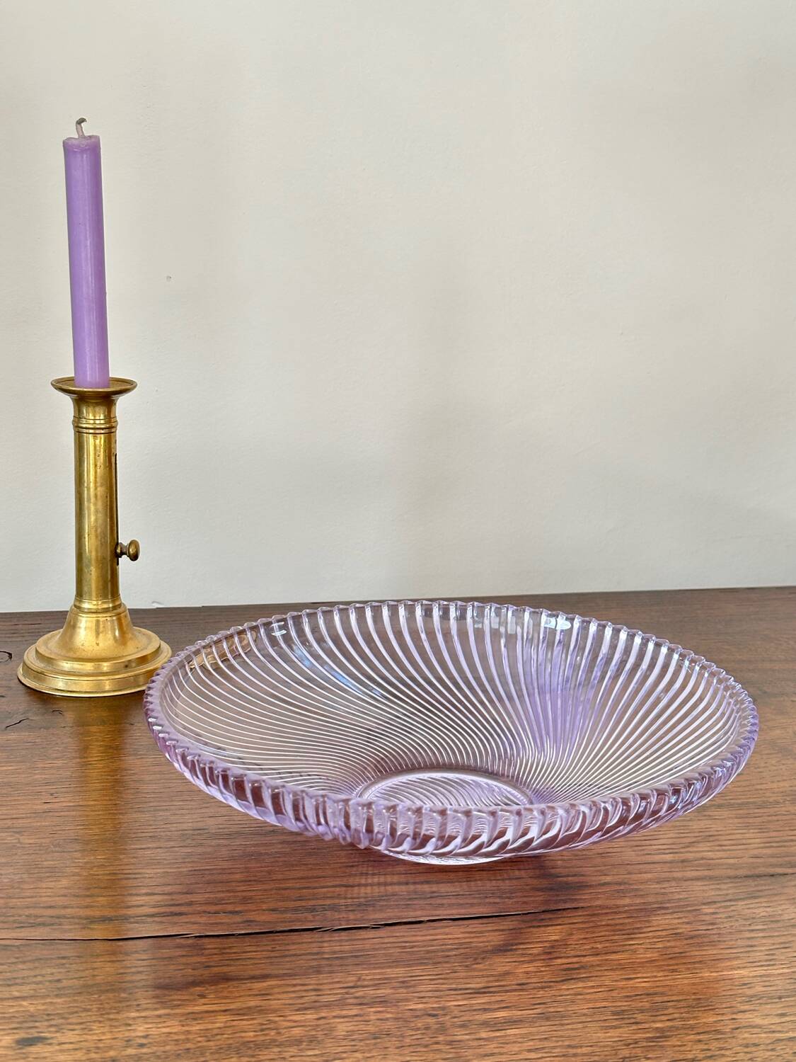 The lilac molded glass compote bowl.