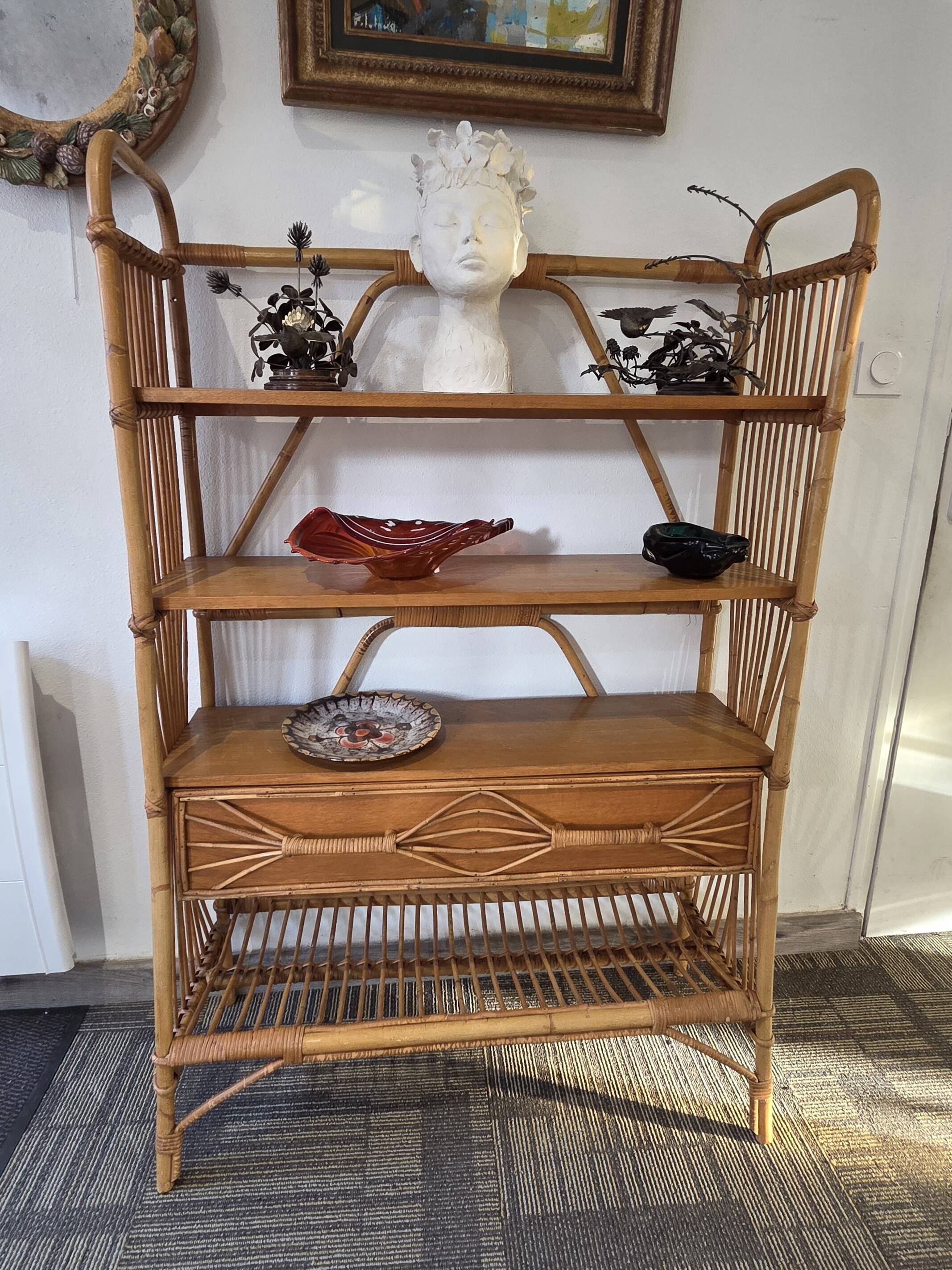 Rattan shelf – 1960s