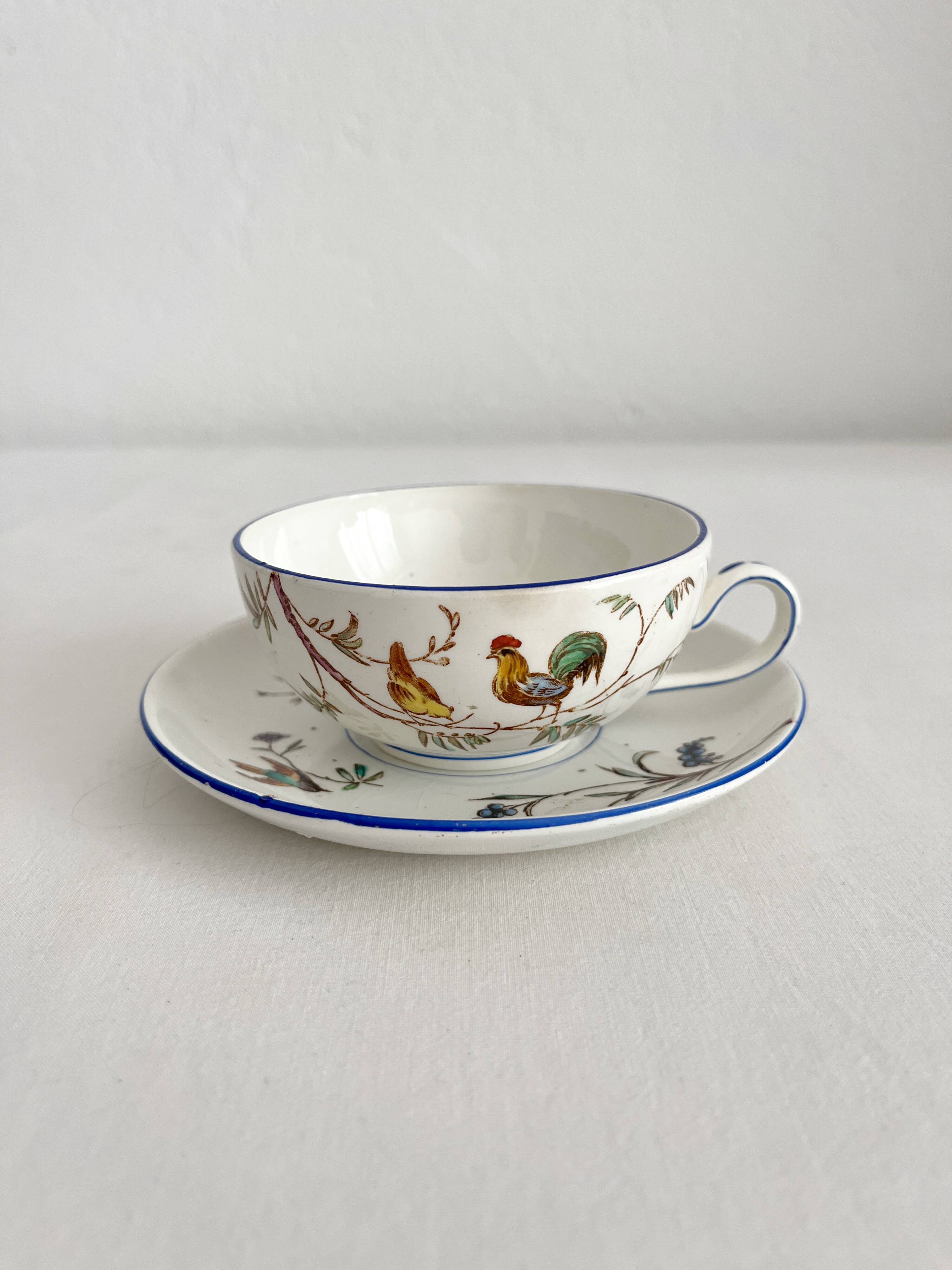 Polychrome ironstone cup "Nella" by Jules Veillard, Bordeaux (JVB)