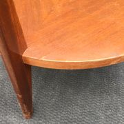 Vintage coffee table round compass legs top in glass and teak wood