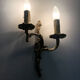 Antique double wall sconce in bronze, acanthus leaf design.