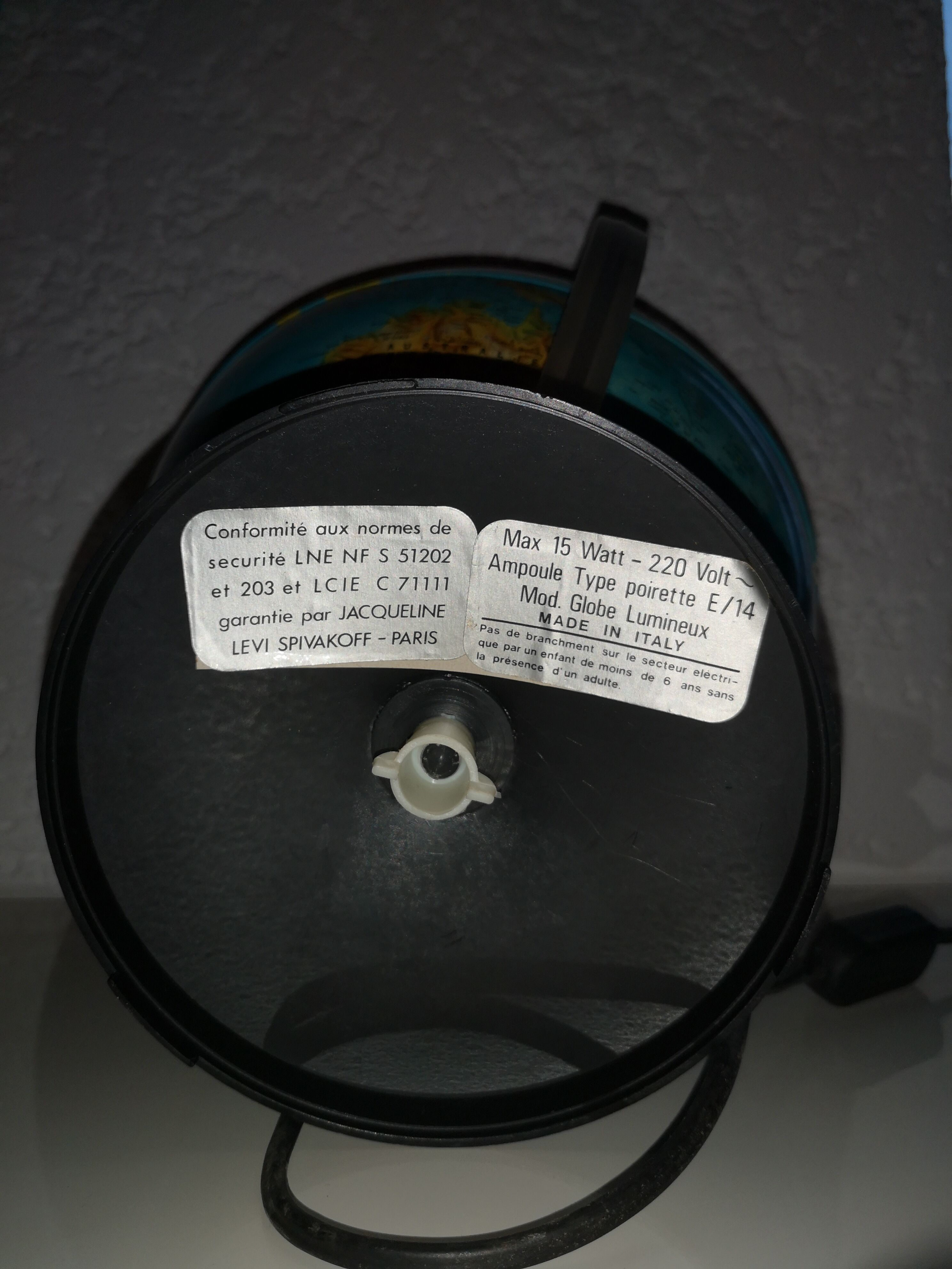 Lampe globe terrestre Jacqueline Levi Spivakoff