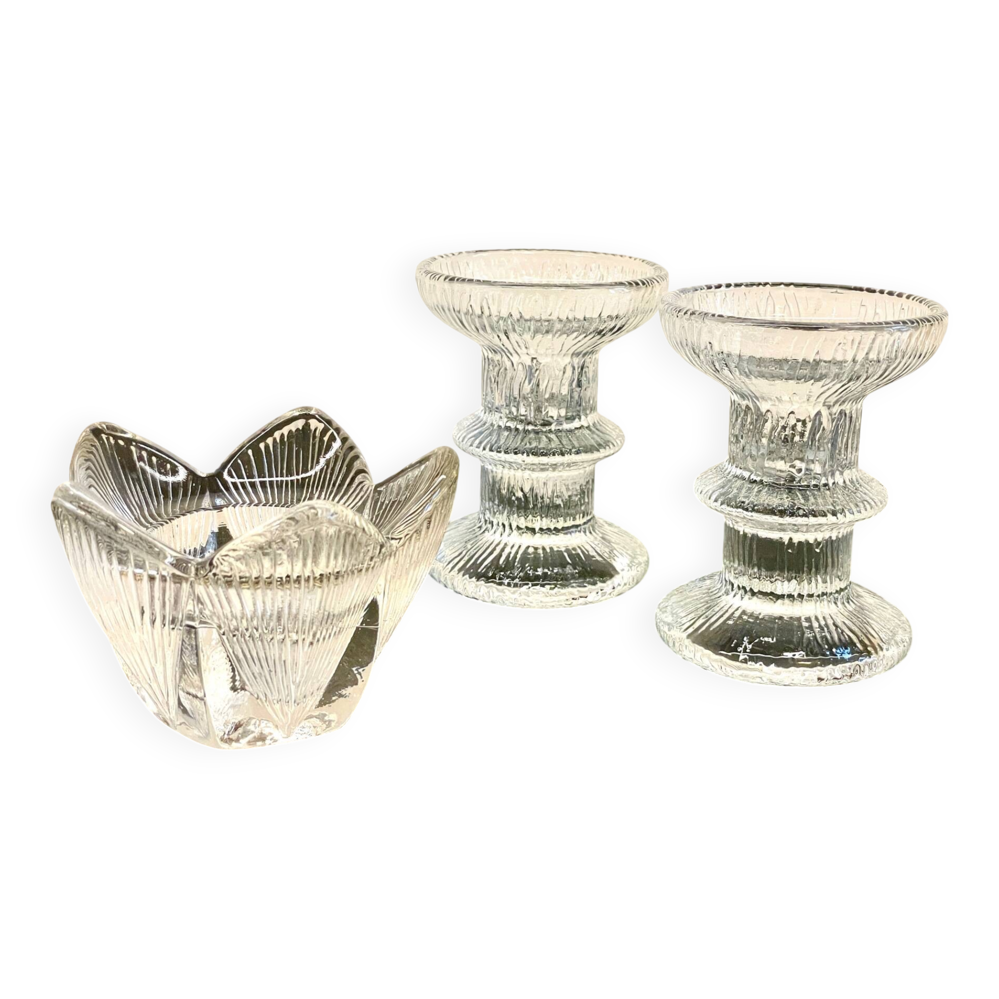 Vintage-style crystal candlesticks in the style of LITTLA