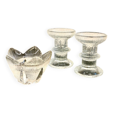 Vintage-style crystal candlesticks in the style of LITTLA