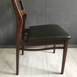 4 vintage teak dining chairs, dark green