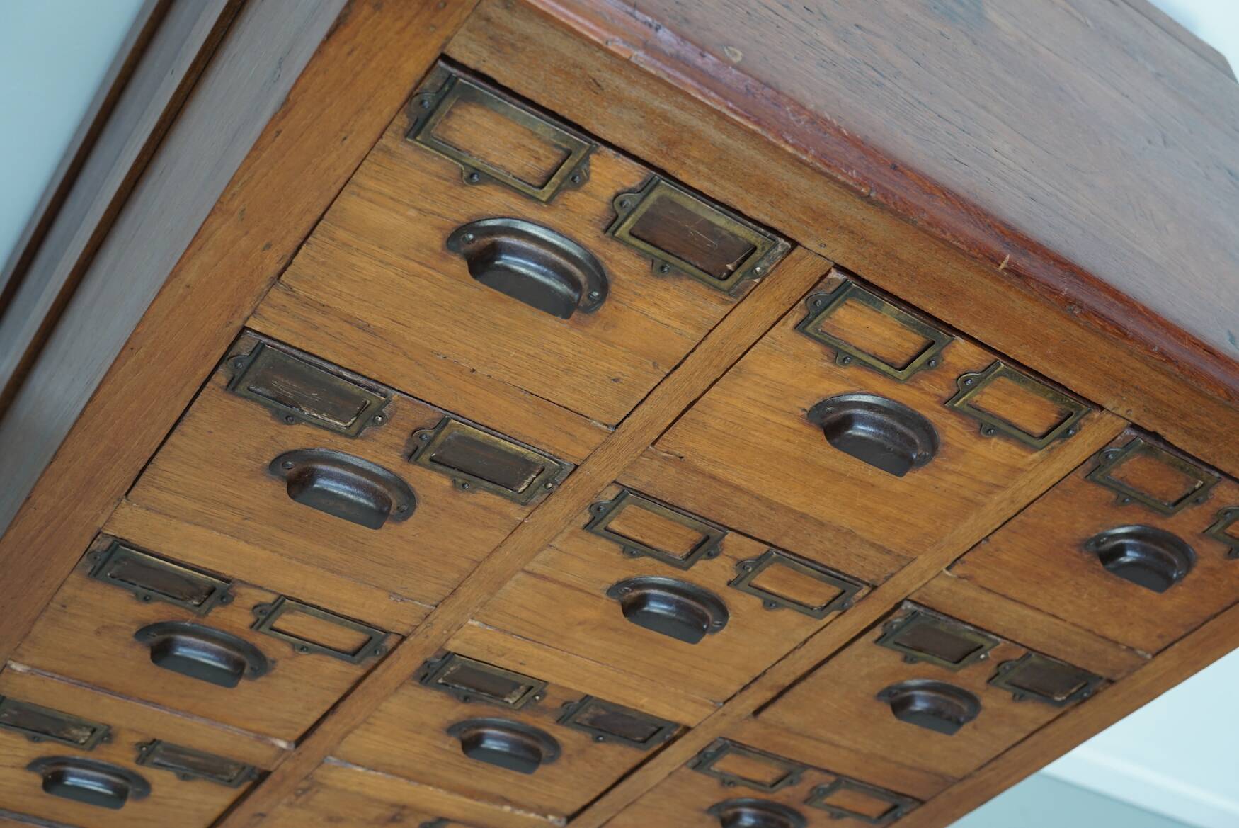 Vintage Dutch Teak Apothecary / Filing Cabinet, 1930s