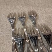 6 silver-plated metal cake forks by Christofle Chinon, 16cm