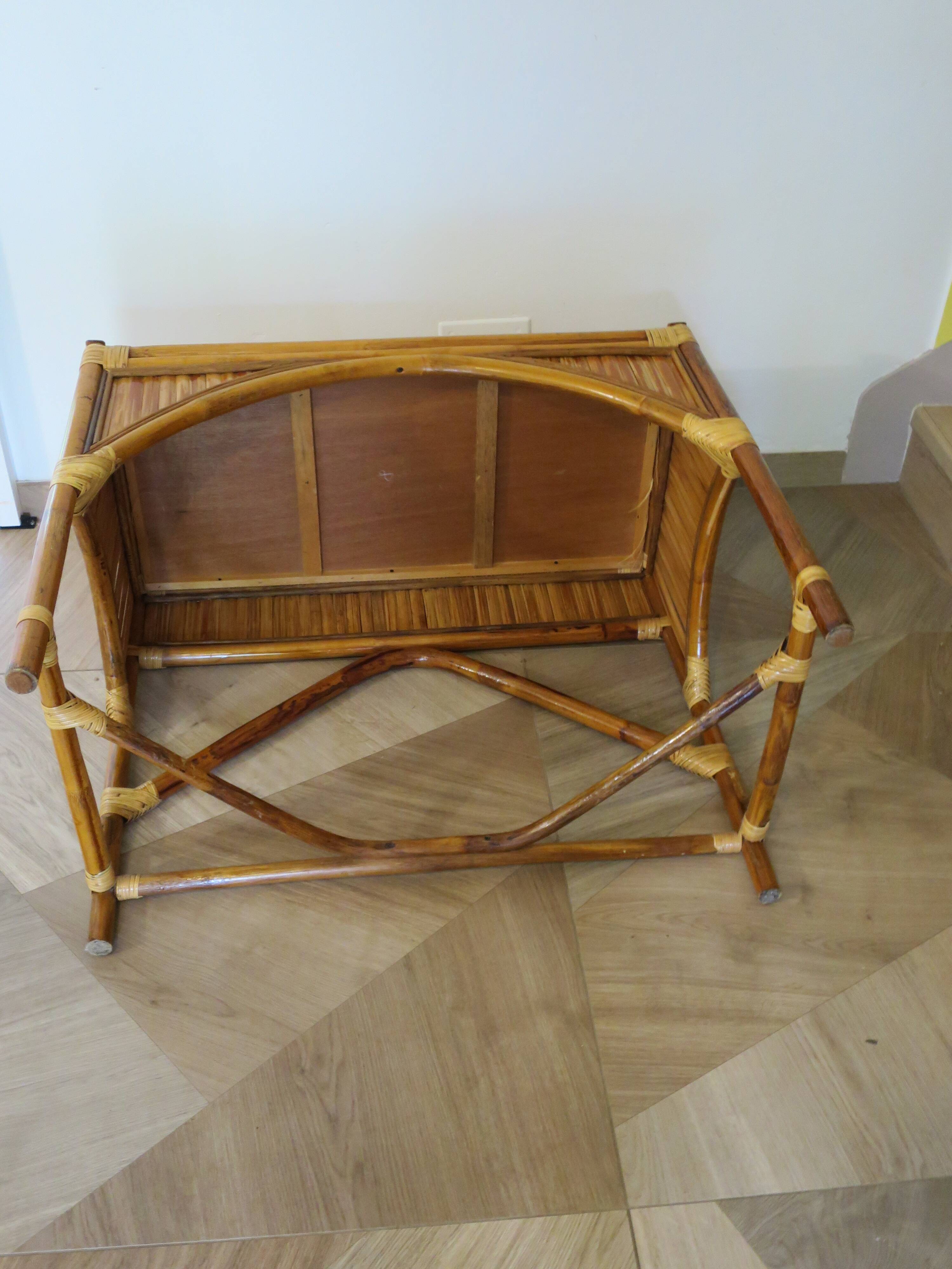 Vintage console/desk made of natural woven rattan, 1960s